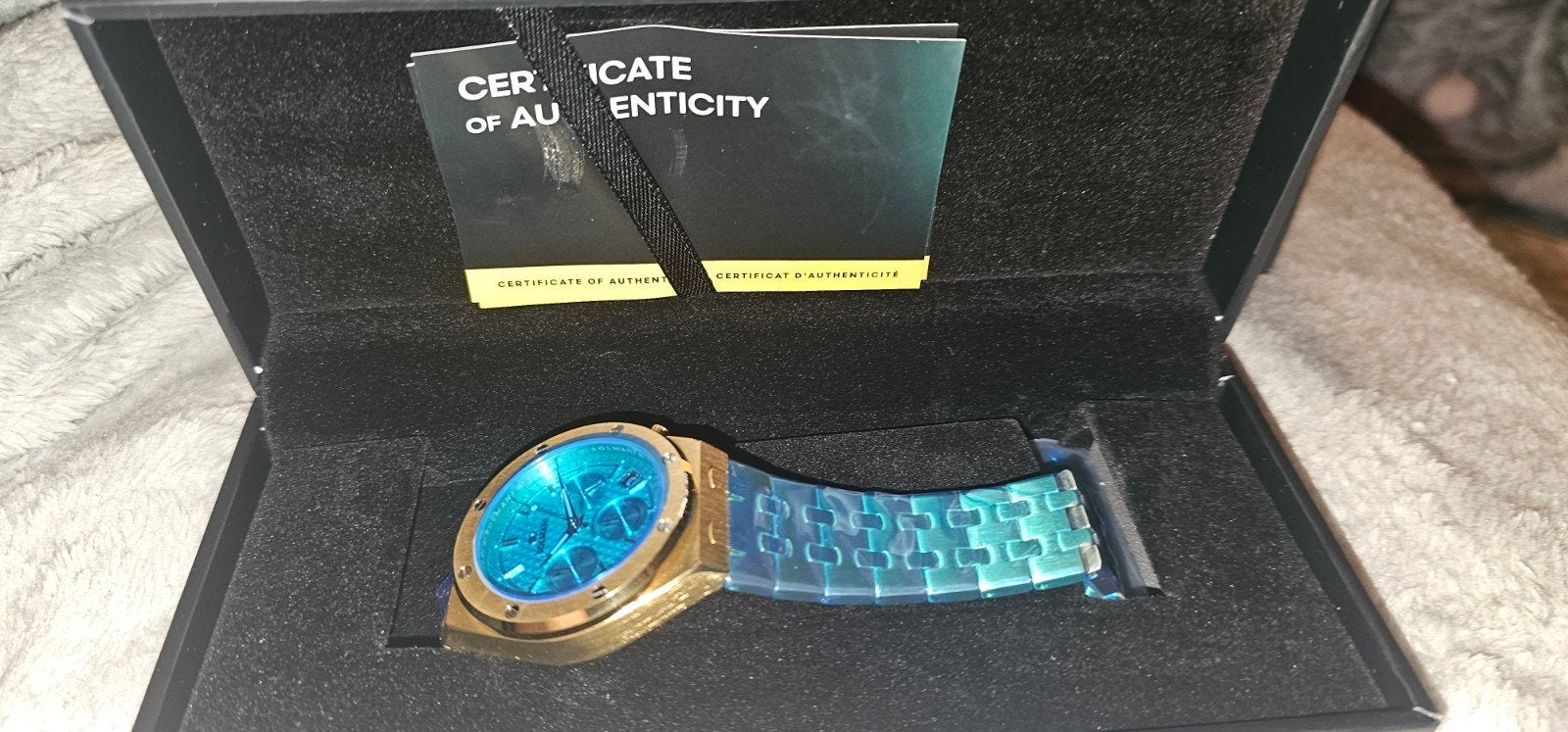 Heren Horloge Goud met Turquoise (solmani), Nieuw, Goud, Goud, Ophalen