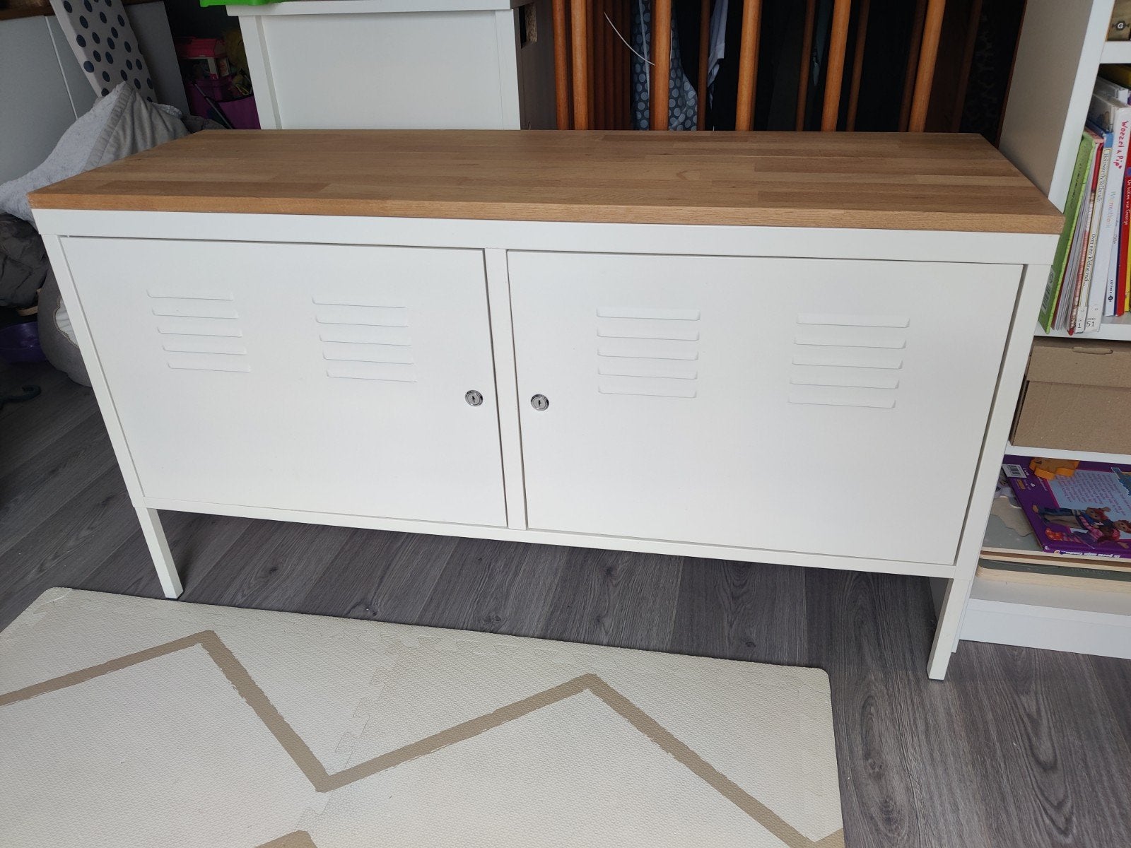IKEA PS Kast 119x63 met eiken blad en leren handgrepen, Ophalen, Gebruikt