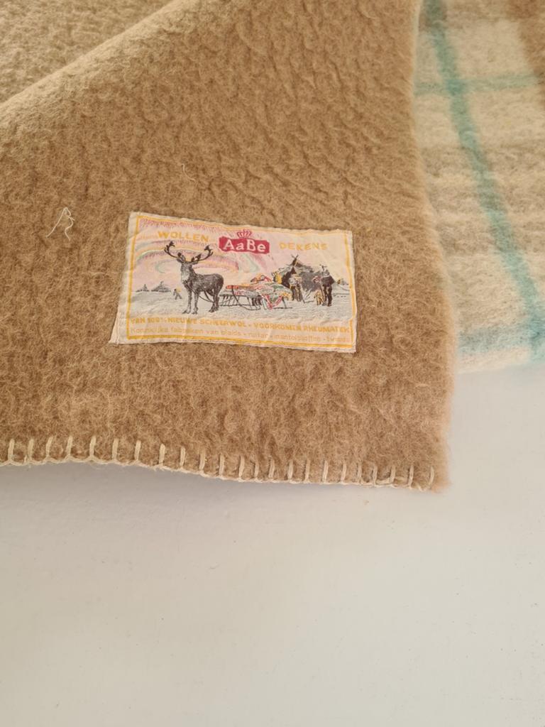Wollen 2-persoons deken van Aabe Dekens, Ophalen, Gebruikt, Beige