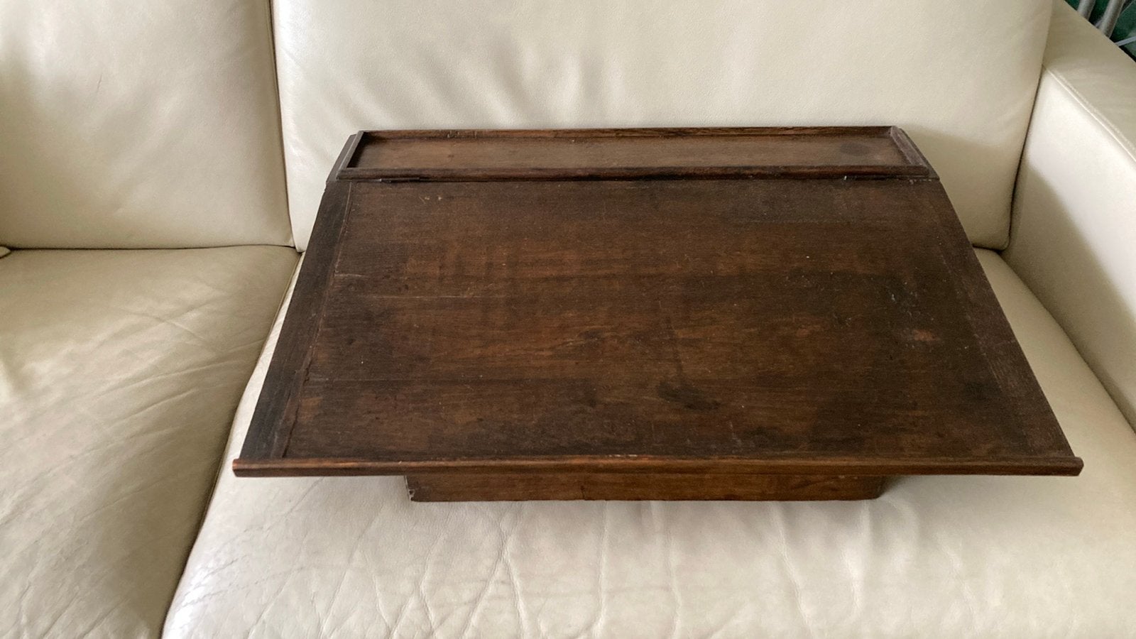 Antieke tafel schrijfkist tafellessenaar donker bruin, Ophalen of Verzenden