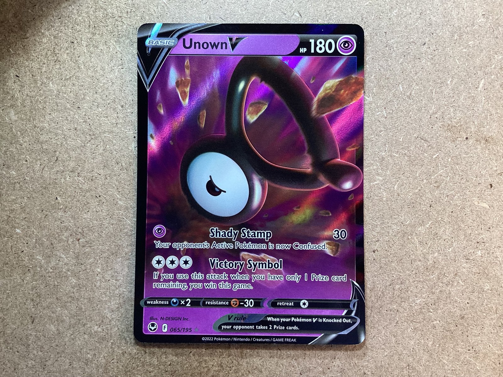 1x Unown V [SIT 065/195] (Near Mint, Holo), Ophalen of Verzenden, Zo goed als nieuw, Losse kaart, Foil
