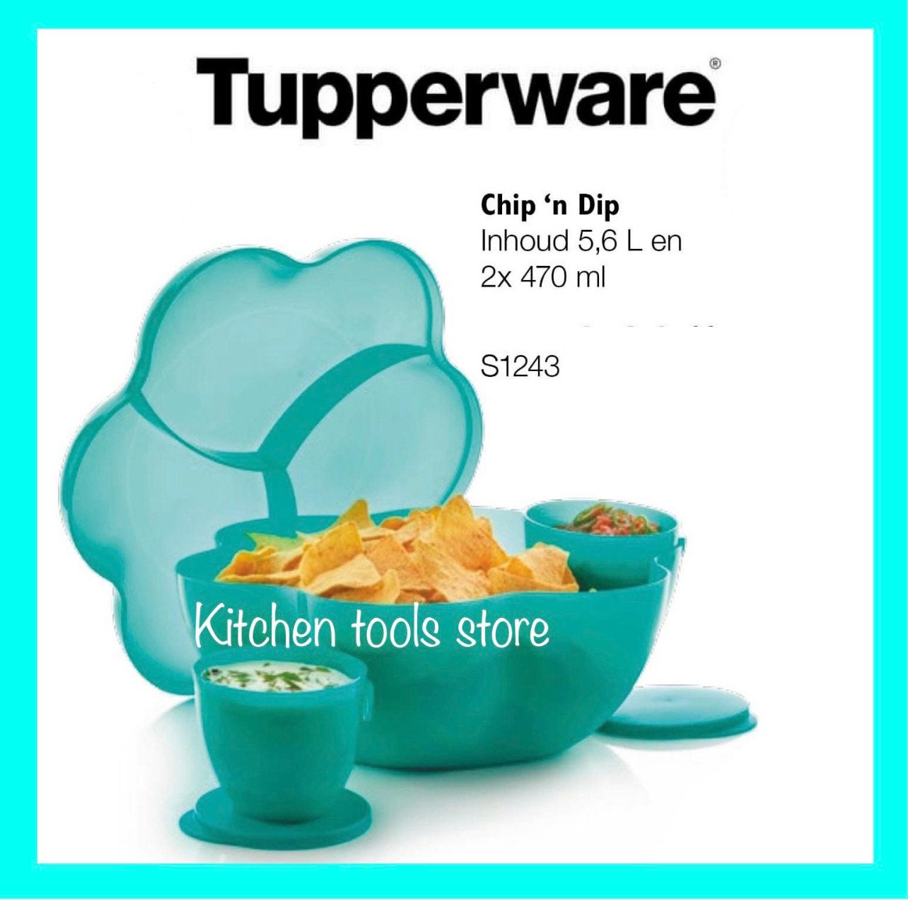 Nieuw Tupperware XL Chip’n Dip serveerschaal set voorraad, Overige kleuren, Nieuw, Ophalen of Verzenden, Met deksel
