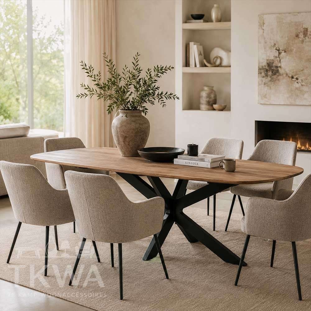 Deens ovale eettafel, Huis en Inrichting, Tafels | Eettafels, Ophalen, Overige materialen, 100 tot 150 cm, Deens