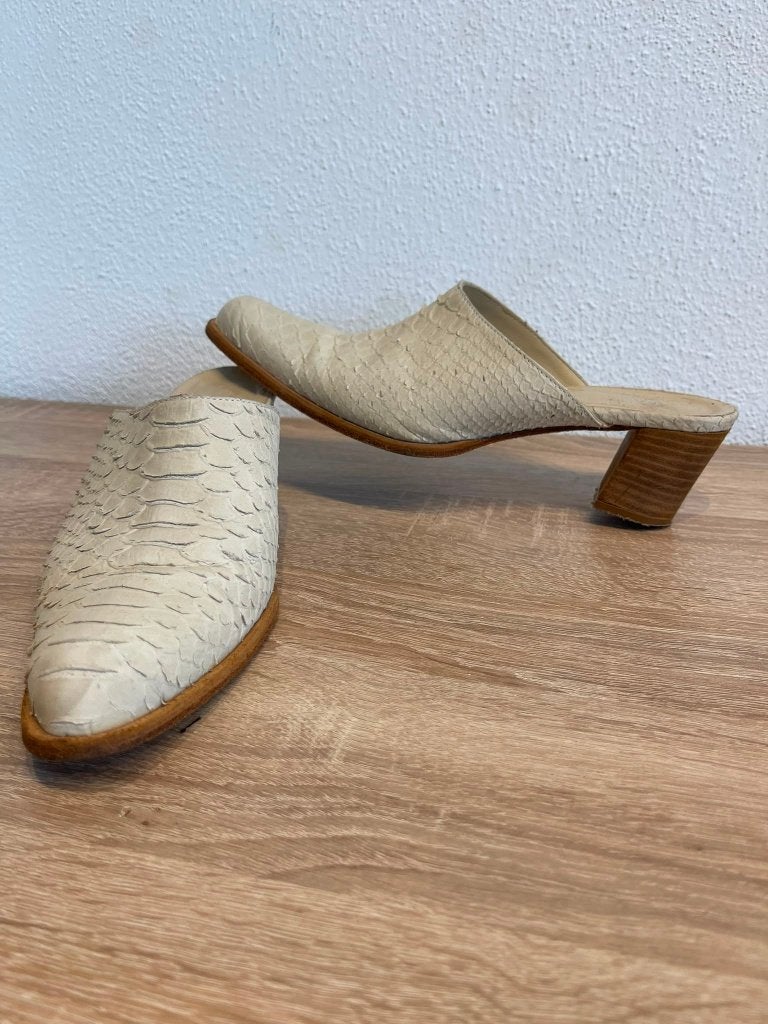 Fred de la Bretoniere vintage slangenleren mt37, ivoor/crème, Pumps, Fred de la Bretoniere, Fred de la Bretoniere, Beige