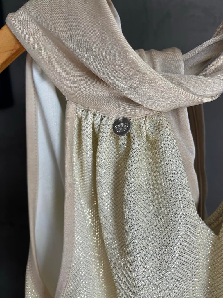 Goudkleurig jurkje merk zip73 maat XS4ALL, Ophalen of Verzenden, Zo goed als nieuw, Maat 34 (XS) of kleiner, Overige kleuren