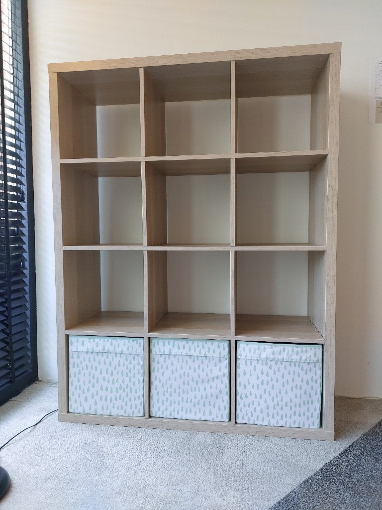 Ikea Kallax kast 12 vakken eikenkleur, Ophalen, 100 tot 150 cm, 100 tot 150 cm, Zo goed als nieuw