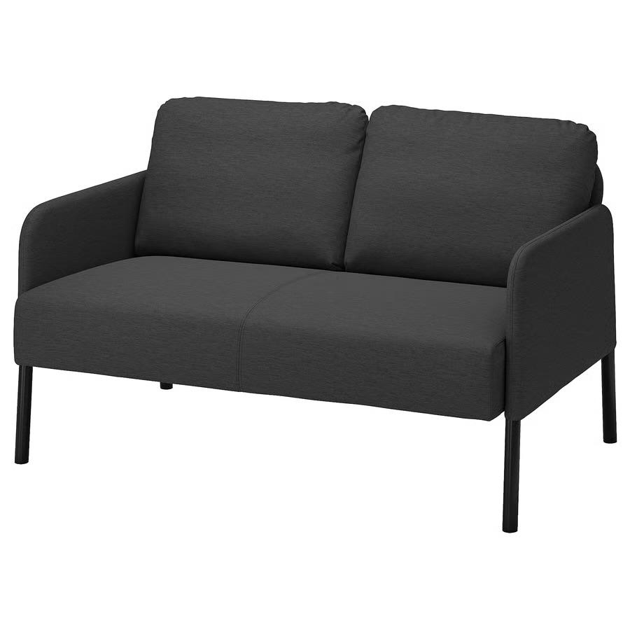 IKEA GLOSTAD 2-zitsbank, Knisa donkergrijs, Ophalen, Gebruikt, Tweepersoons, 75 tot 100 cm