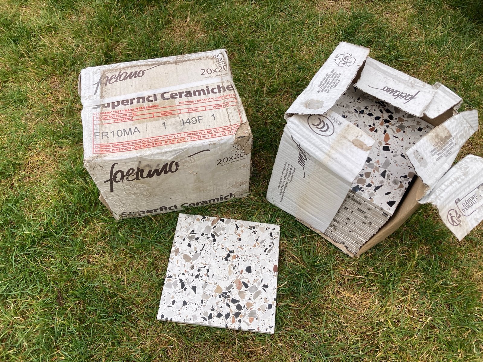 49 Faetano Frammenti 20x20 cm keramische Terrazzo tegels, Doe-het-zelf en Verbouw, Tegels, Ophalen, Keramiek, Nieuw, 20 tot 40 cm