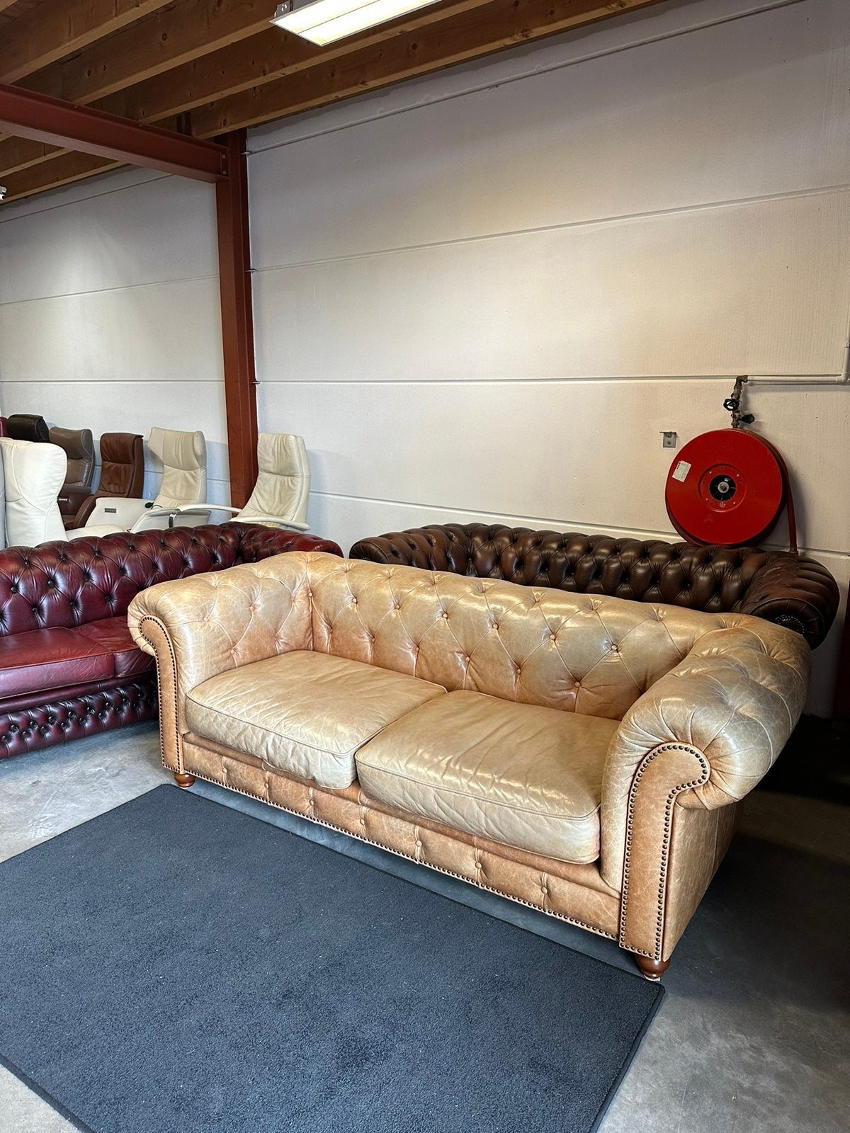 Cognac kleur chesterfield bank bankstel 3 zits Z.G.A.N., 2871SK, Verzenden, Klassieke, Mariansoliak8@gmail.com