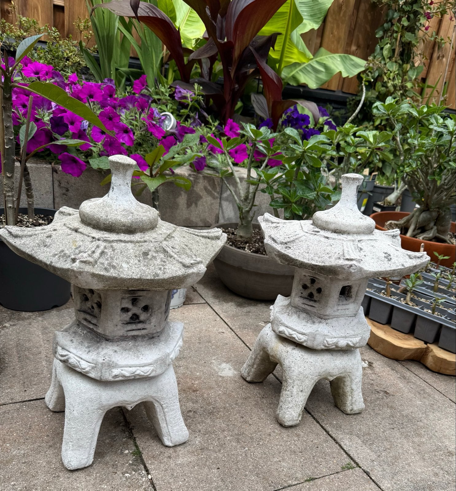 Japanse lantaarn Yukimi Rokkaku - 40cm hoog, Tuin en Terras, Ophalen, Gebruikt, Steen, Overige typen