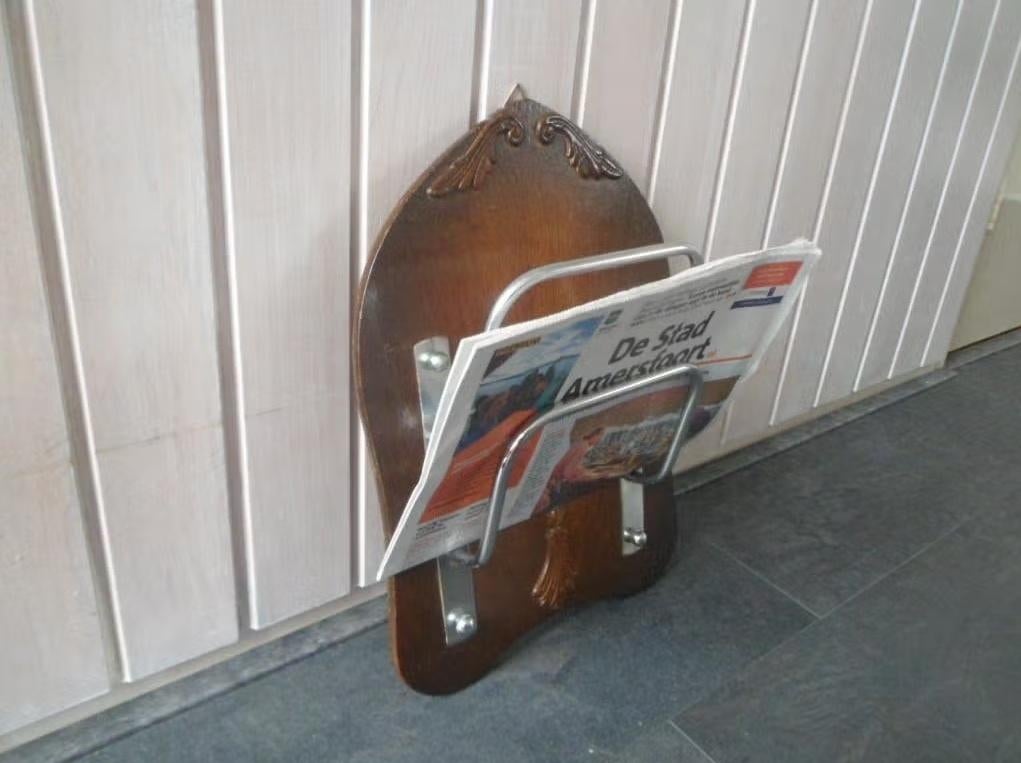 Art Deco wandhouder chroom houder kranten lectuur krantenbak, Antiek en Kunst, Ophalen of Verzenden