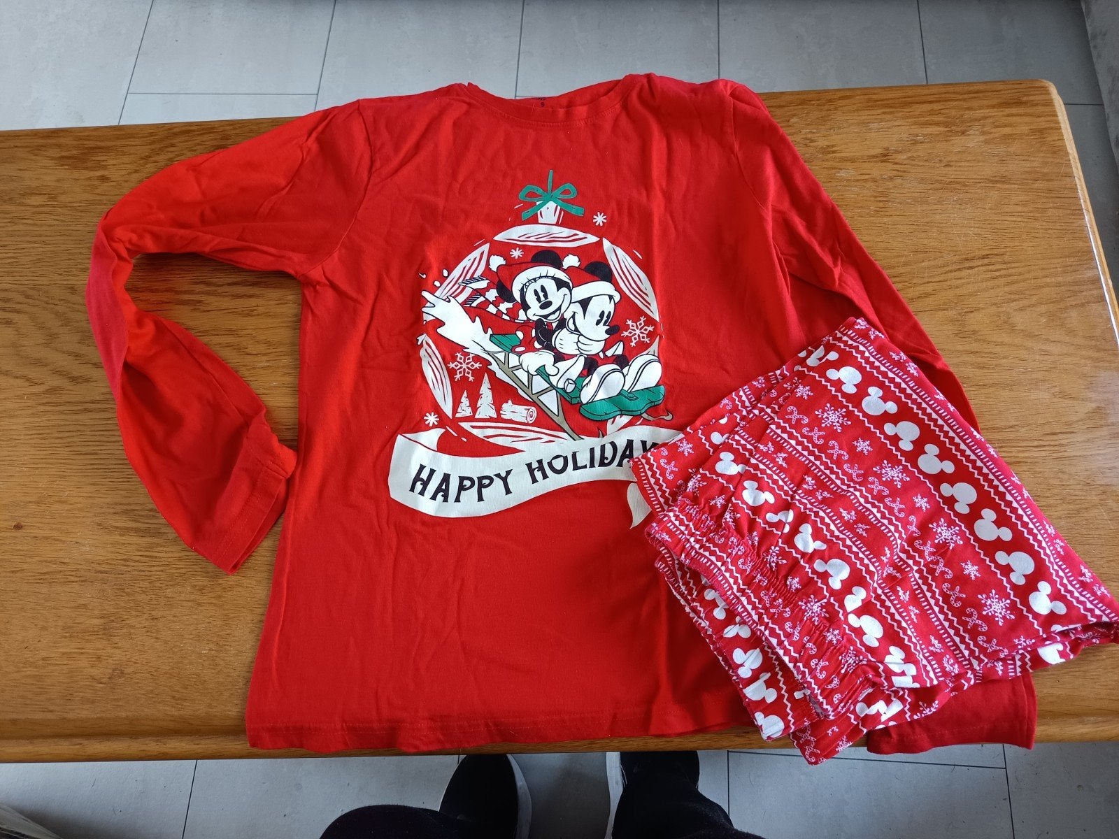 Mickey Mouse Pyjama Maat S - Happy Holidays, Disney, Ophalen of Verzenden, Zo goed als nieuw, Maat 36 (S)