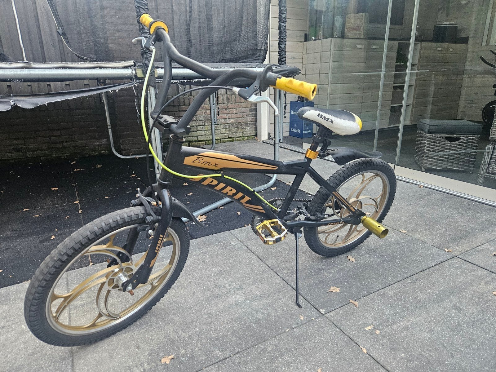 BMX Spirit cheetah Race Fiets - Zwart/Goud - Goede Staat, Fietsen en Brommers, Ophalen, Gebruikt, Staal, Velgrem
