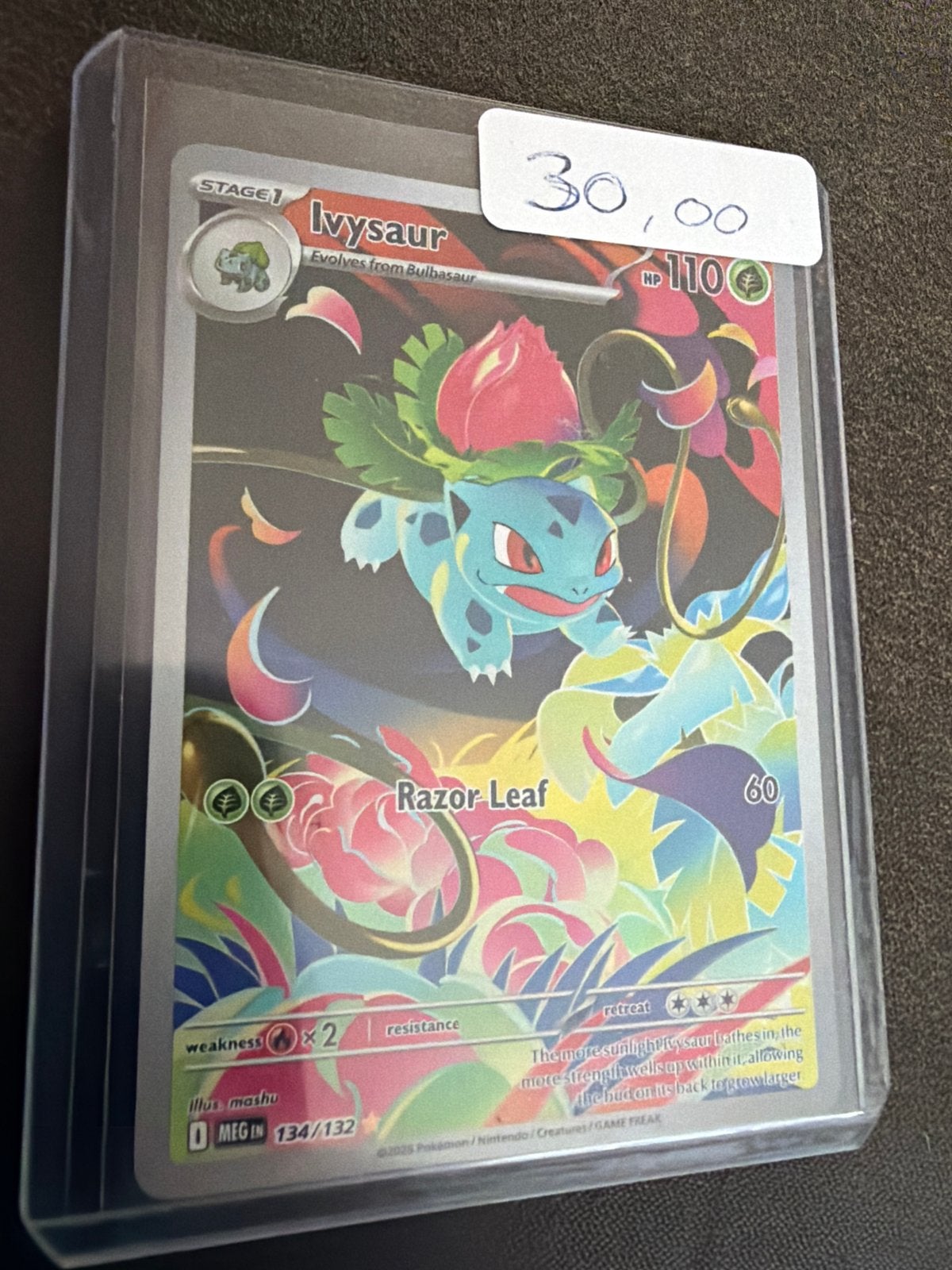 Ivysaur Pokémon Kaart - Full Art 134/132, Ophalen of Verzenden, Zo goed als nieuw, Losse kaart