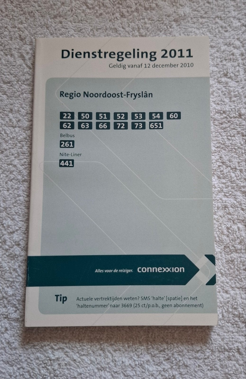 Dienstregeling 2011 Regio Noordoost-Fryslân Connexxion, Ophalen of Verzenden, Zo goed als nieuw, Bus of Metro, Overige typen