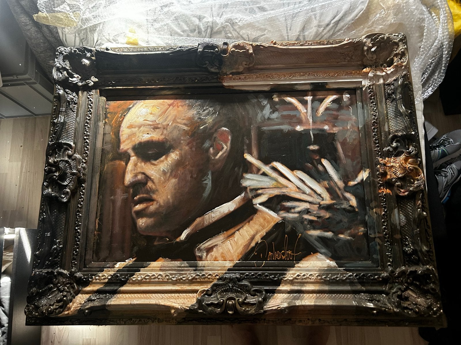 Donkersloot - Olieverfschilderij 'The Godfather' + certfic, Antiek en Kunst, Ophalen of Verzenden, Overige materialen, Portret