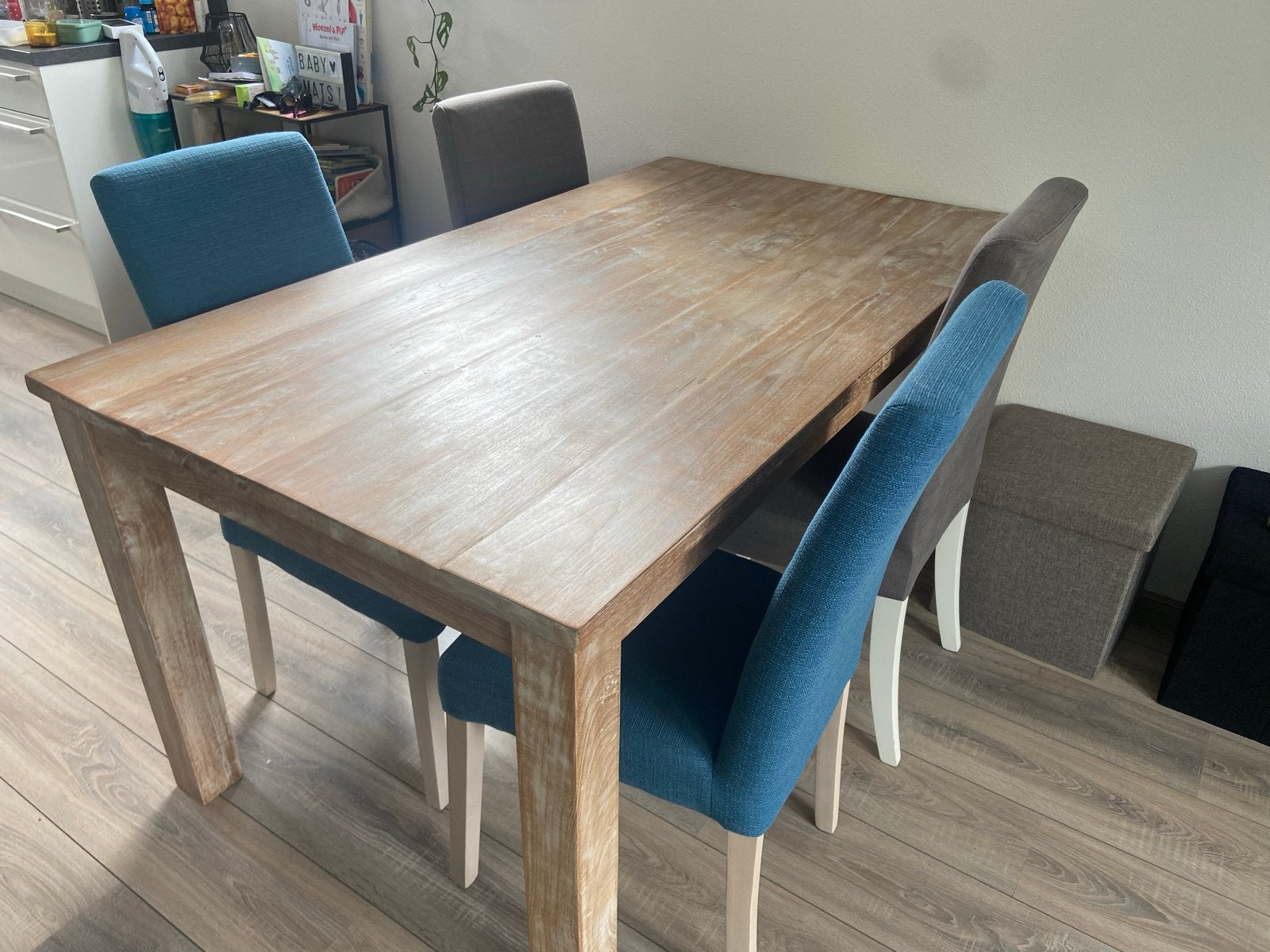 Teak houten eettafel van Pronto Wonen (160x90 cm), Huis en Inrichting, Tafels | Eettafels, Ophalen, Gebruikt, Teakhout, 50 tot 100 cm