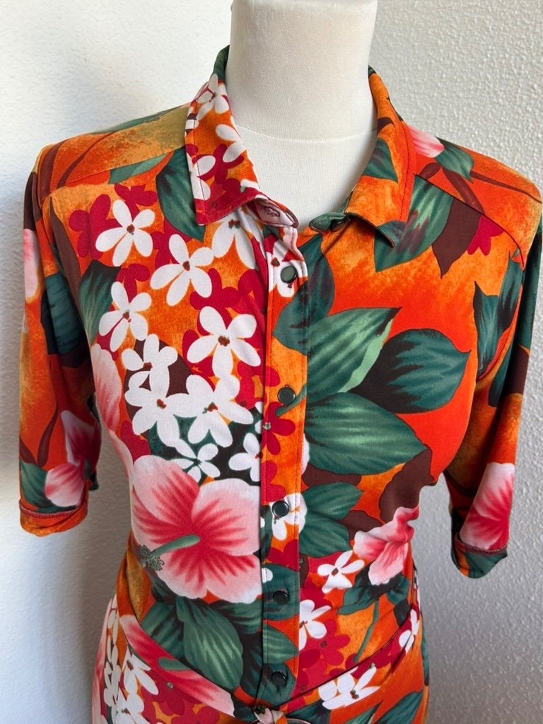 King Louie maat L lange oranje doorknoop jurk 3100, Kleding | Dames, Maat 42/44 (L), Oranje, Ophalen of Verzenden, Zo goed als nieuw