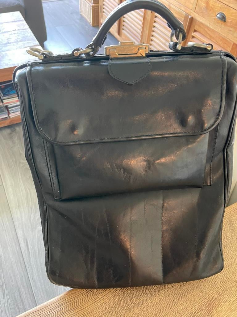 Mutsaers leren (rug) tas, Zwart, Zo goed als nieuw, Leer, Ophalen