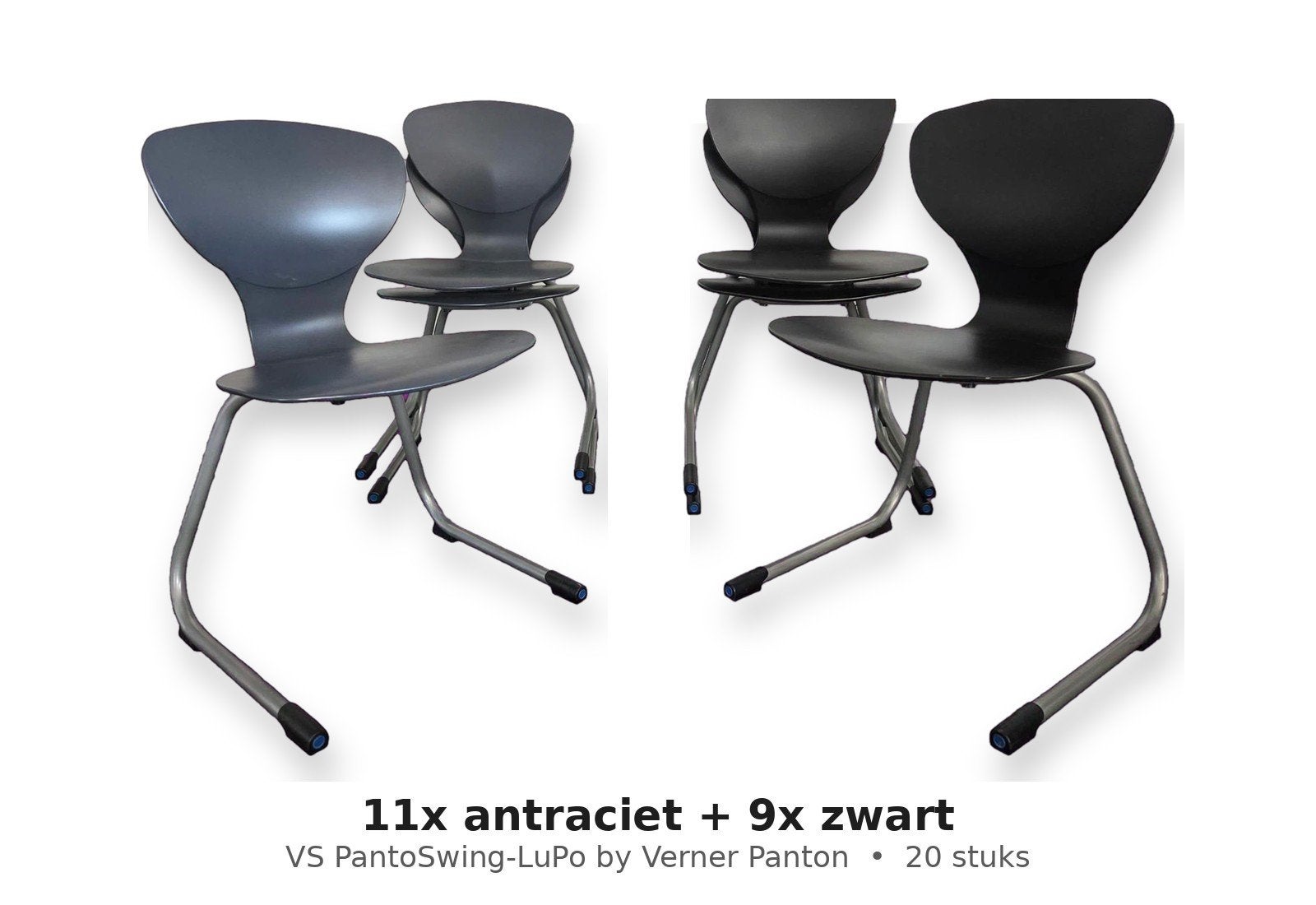 20x VS PantoSwing-LuPo Verner Panton - 11 antraciet/9 zwart, Huis en Inrichting, Overige kleuren, Ophalen of Verzenden, Vijf, Zes of meer stoelen
