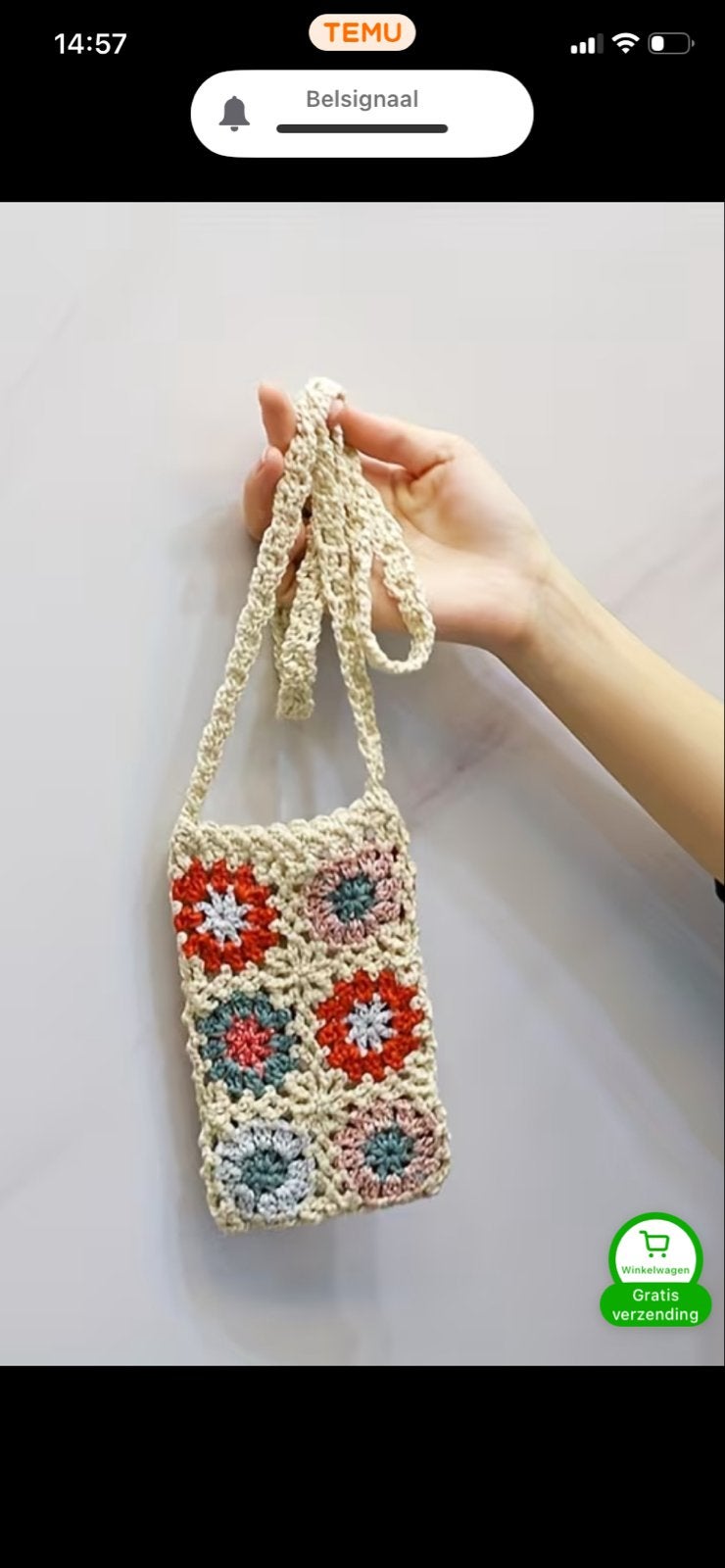 Gehaakt crossbody telefoonhoesje met vintage bloemenpatroon, Ophalen of Verzenden, Nieuw, Hoesje of Tasje