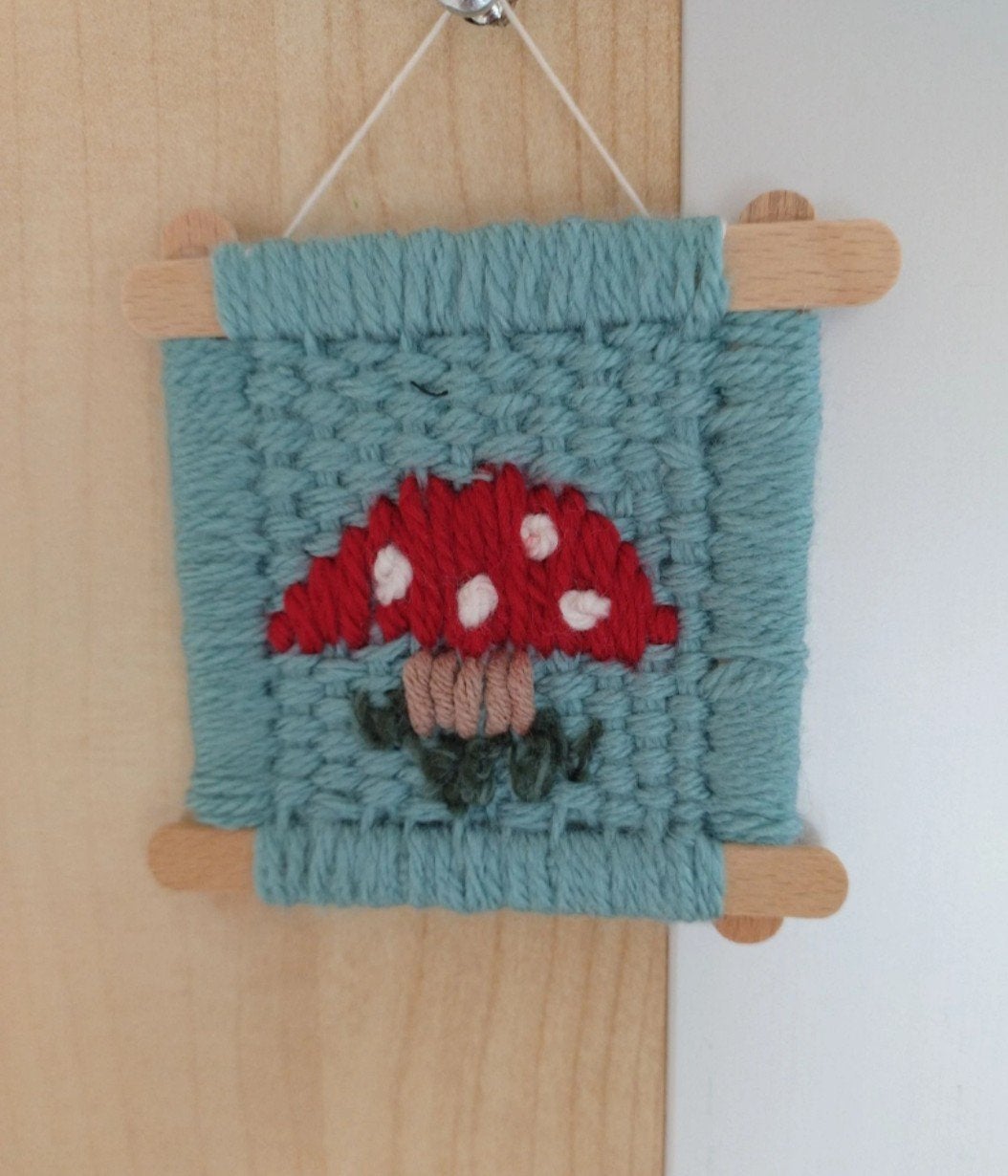 herfst paddenstoel wandkleed miniatuur schilderij geweven, Minder dan 50 cm, Oorspronkelijke maker, Nieuw, Ophalen of Verzenden