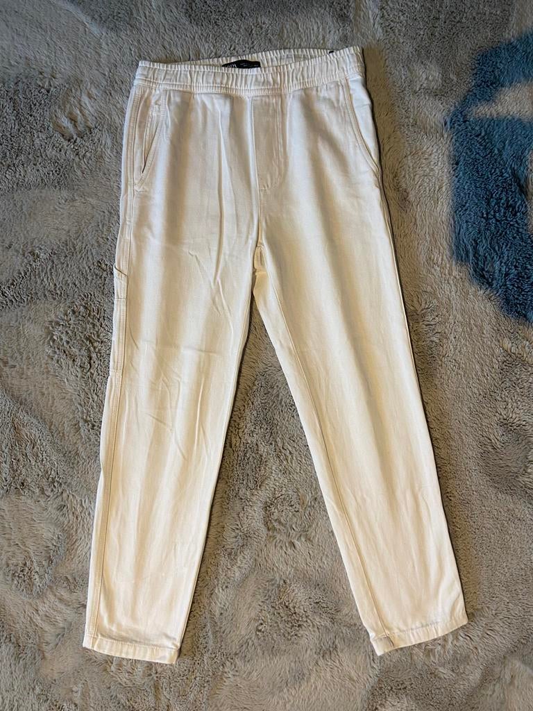 Creme broek van de Zara, Kleding | Heren, Ophalen of Verzenden, Zo goed als nieuw, Maat 46 (S) of kleiner, Wit