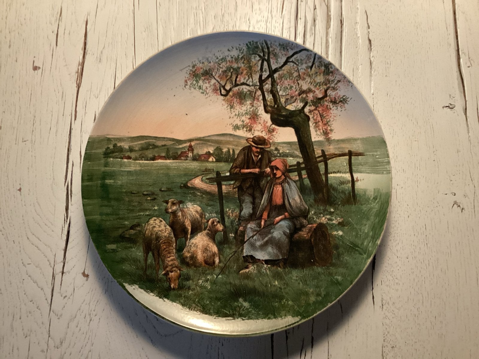 Decoratief bord met landelijk tafereel van Villeroy en Boch, Antiek en Kunst, Antiek | Wandborden en Tegels, Ophalen of Verzenden
