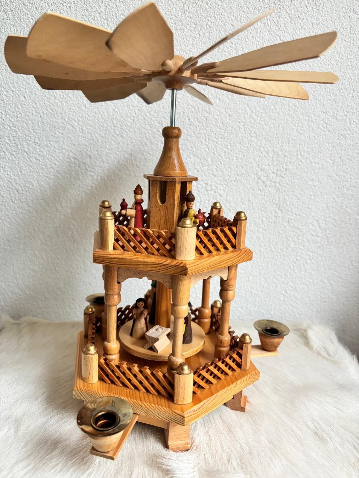 Prachtige handgemaakte kerstpiramide Erzgebirge, 2 etages., Ophalen of Verzenden