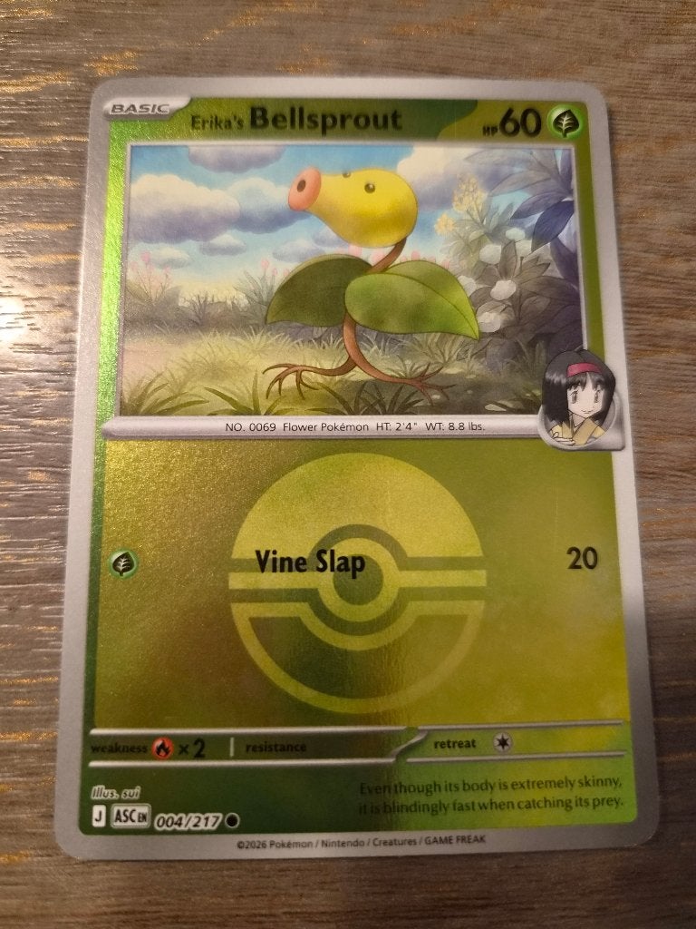 Erika's Bellsprout 004/217 - Pokémon Kaart, Ophalen of Verzenden, Zo goed als nieuw, Losse kaart, Foil