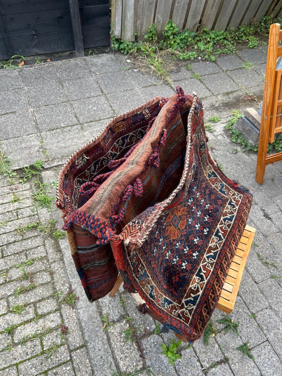 Unieke Nomaden Zadeltas / Khorjin – Handgeknoopt, Wol, Antiek en Kunst, Ophalen of Verzenden
