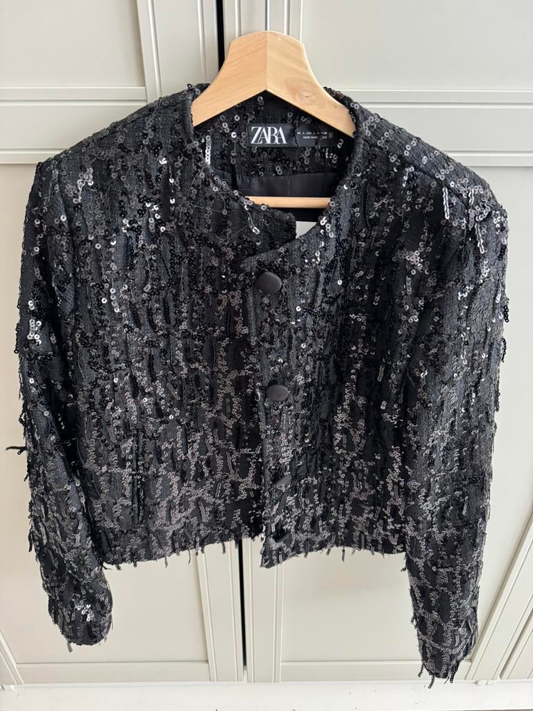 Pailetten jasje Zara, Kleding | Dames, Jasjes, Kostuums en Pakken, Zwart, Maat 42/44 (L), Nieuw, Ophalen of Verzenden