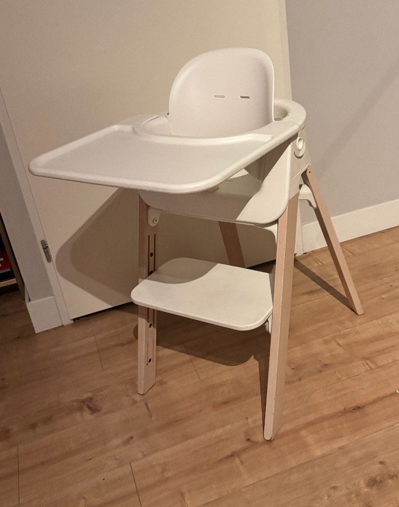Stokke Steps kinderstoel compleet + Baby Set, blad & kussen, Ophalen, Gebruikt, Meegroeistoel, Gordel(s)