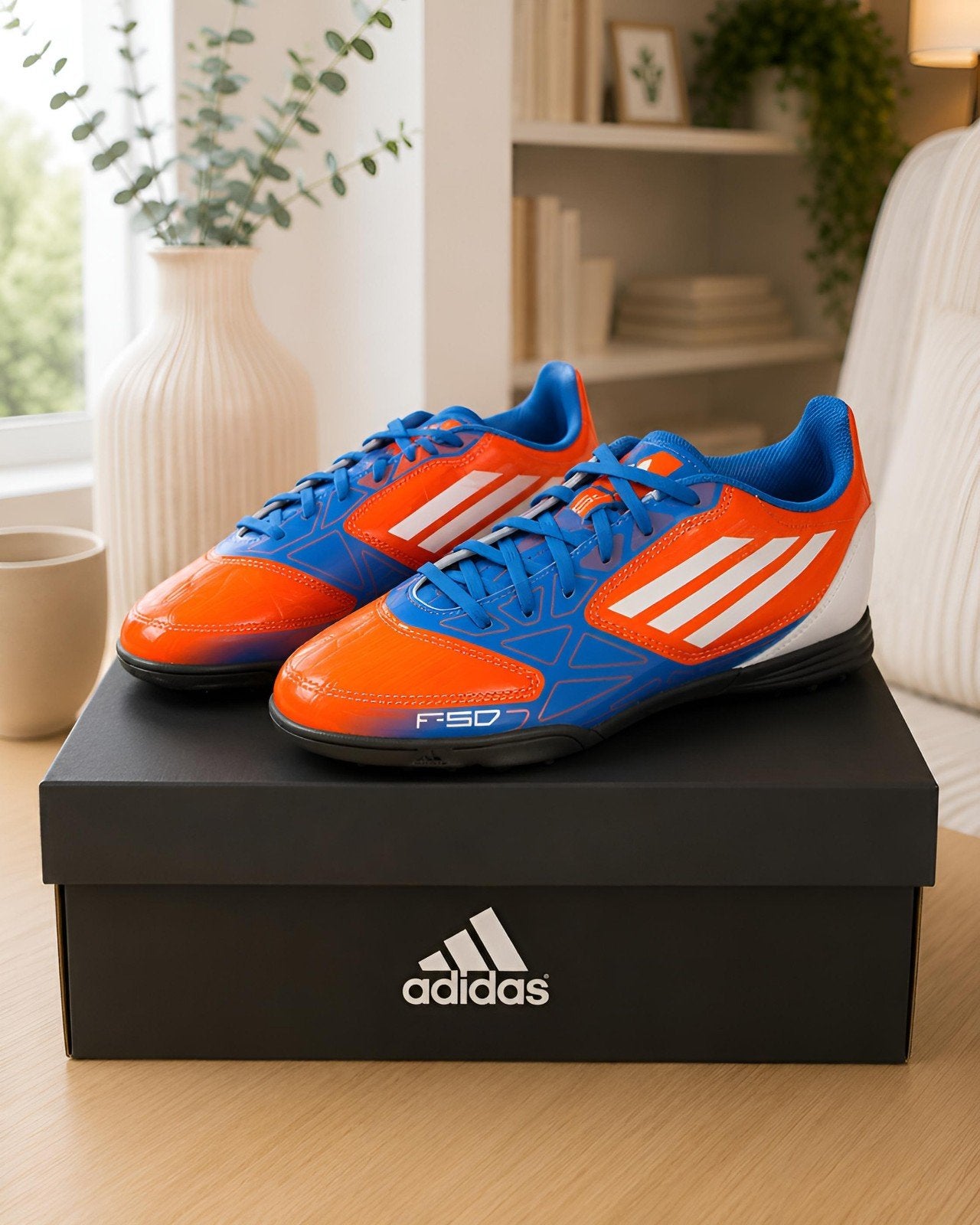 Adidas F50 TF Blauw/Oranje – Voetbalschoenen Kunstgras, Overige kleuren, Sportschoenen, Nieuw, Ophalen of Verzenden