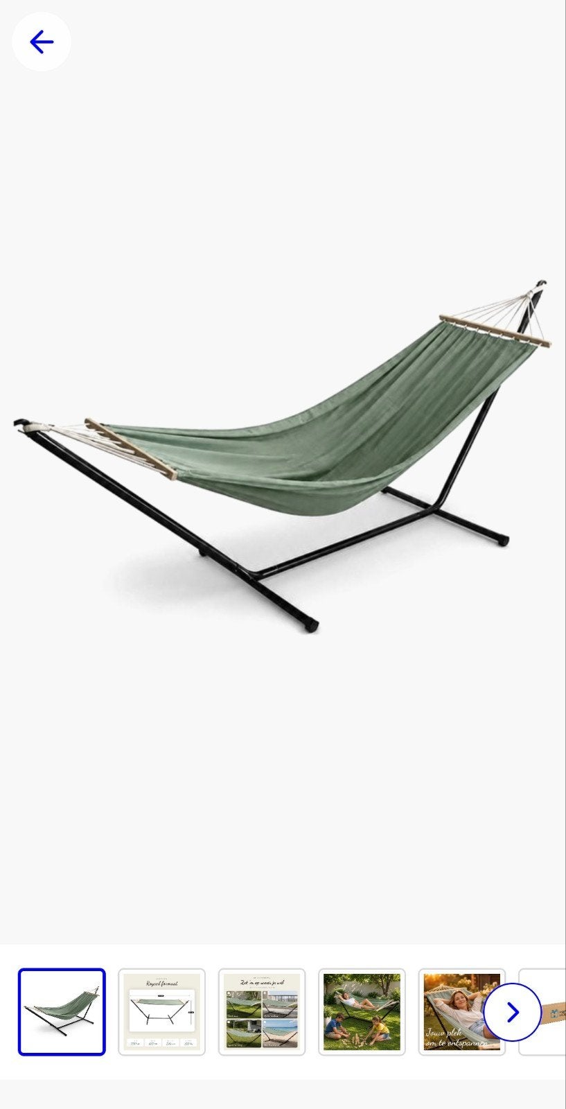 Nieuw in doos; Hangmat met Standaard - Groen Polykatoen, Tuin en Terras, Hangmatten, Inklapbaar, Nieuw, Ophalen of Verzenden, Eenpersoons