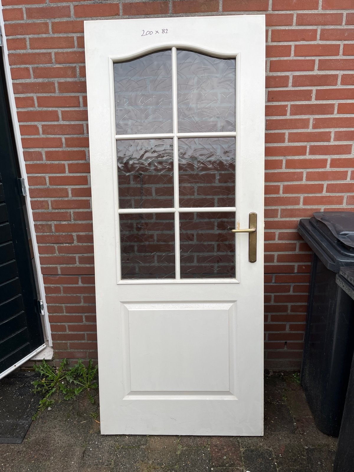 Binnendeur met glas, 200 x 82 cm, Doe-het-zelf en Verbouw, Ophalen, Gebruikt, 80 tot 100 cm, Binnendeur