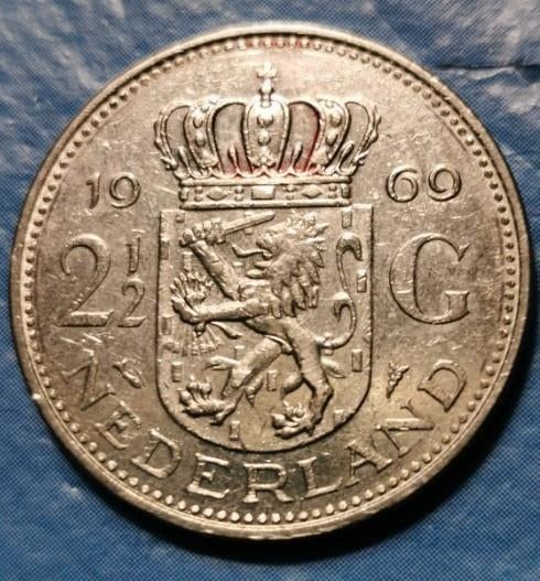 Koningin juliana rijksdaalder (2 1/2) 1969 vis, Ophalen, Koningin Juliana, 2½ gulden, Losse munt