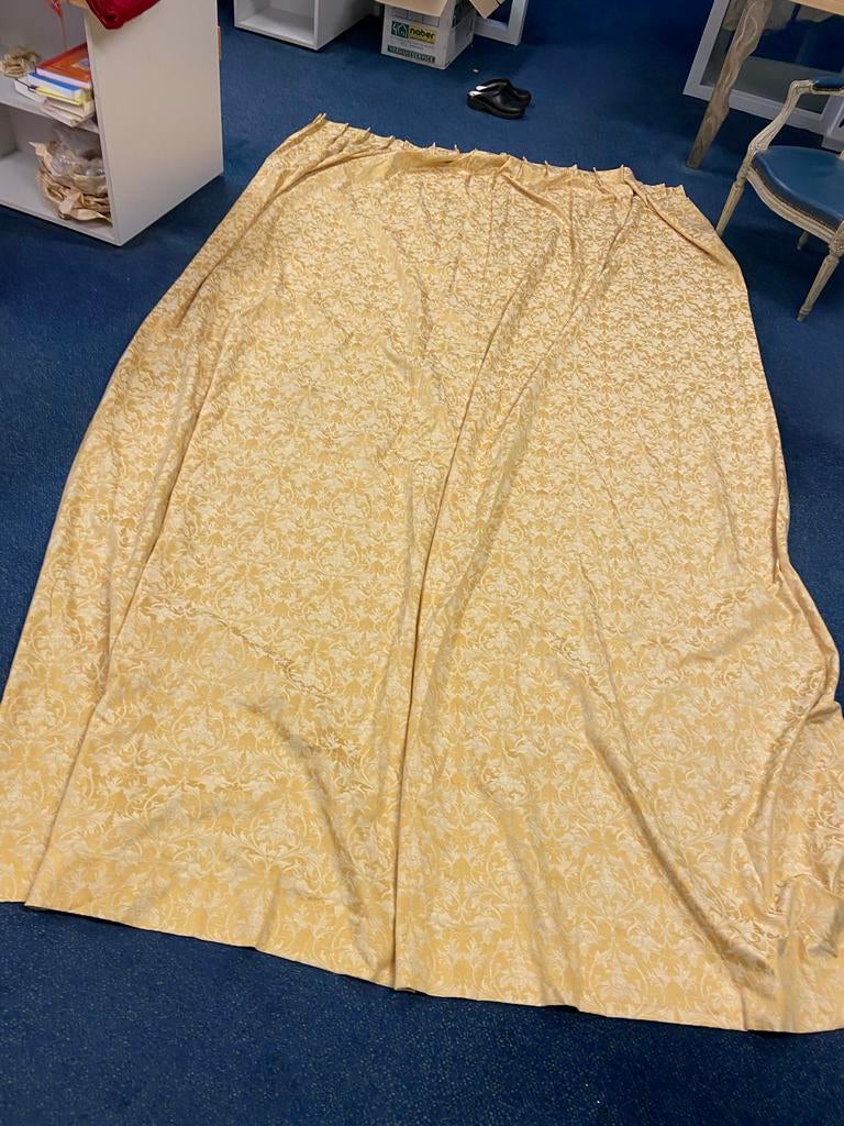 Klassieke gele gordijnen met print - 3.00x2.35m, Huis en Inrichting, Ophalen of Verzenden, Gebruikt, Overige kleuren, 200 cm of meer