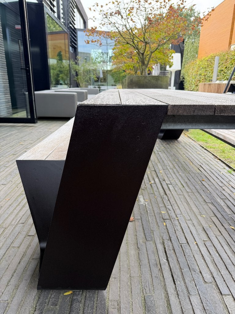 Extremis Hopper 300cm tuintafel picknicktafel IROKO hardhout, Tuin en Terras, Waterstad 23, Gebruikt, Aluminium, Tuinset
