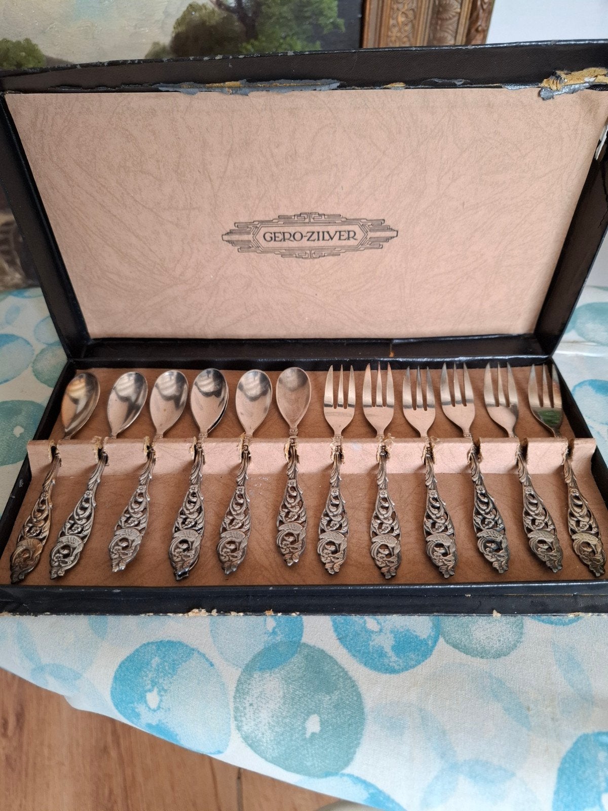 Gero 90 Zilveren Theelepels en Gebaksvorkjes Set (18 stuks), Antiek en Kunst, Ophalen of Verzenden
