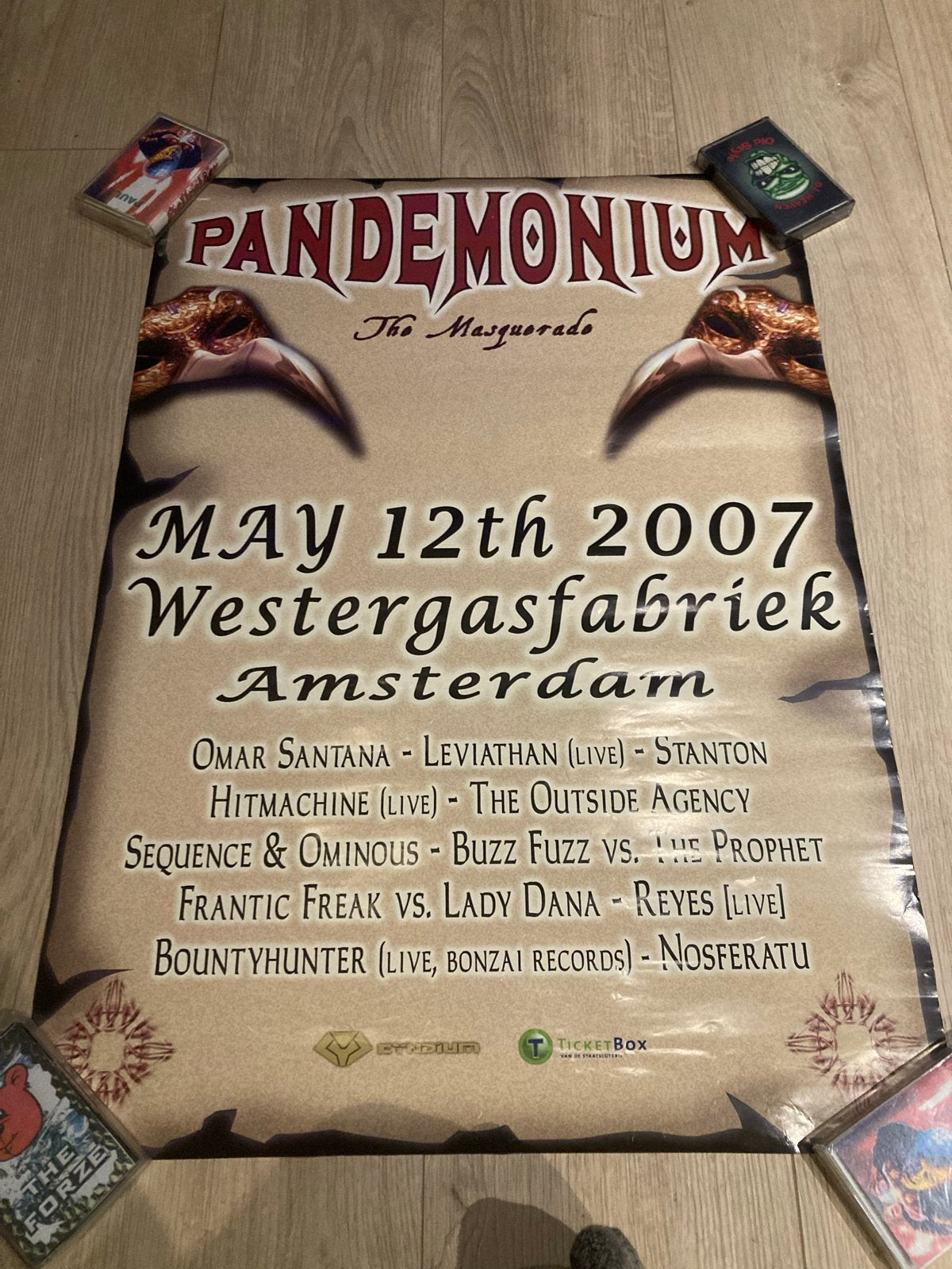 Poster Pandemonium The Masquerade  Hardcore Gabber, Ophalen of Verzenden, A1 t/m A3, Muziek, Rechthoekig Staand