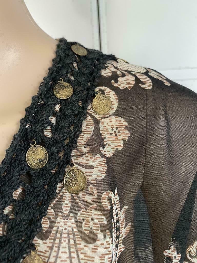 B228 CARLING blouse tuniek top zwart/bruin/beige Maat 40=M, Kleding | Dames, Maat 38/40 (M), Zwart, Ophalen of Verzenden, Zo goed als nieuw