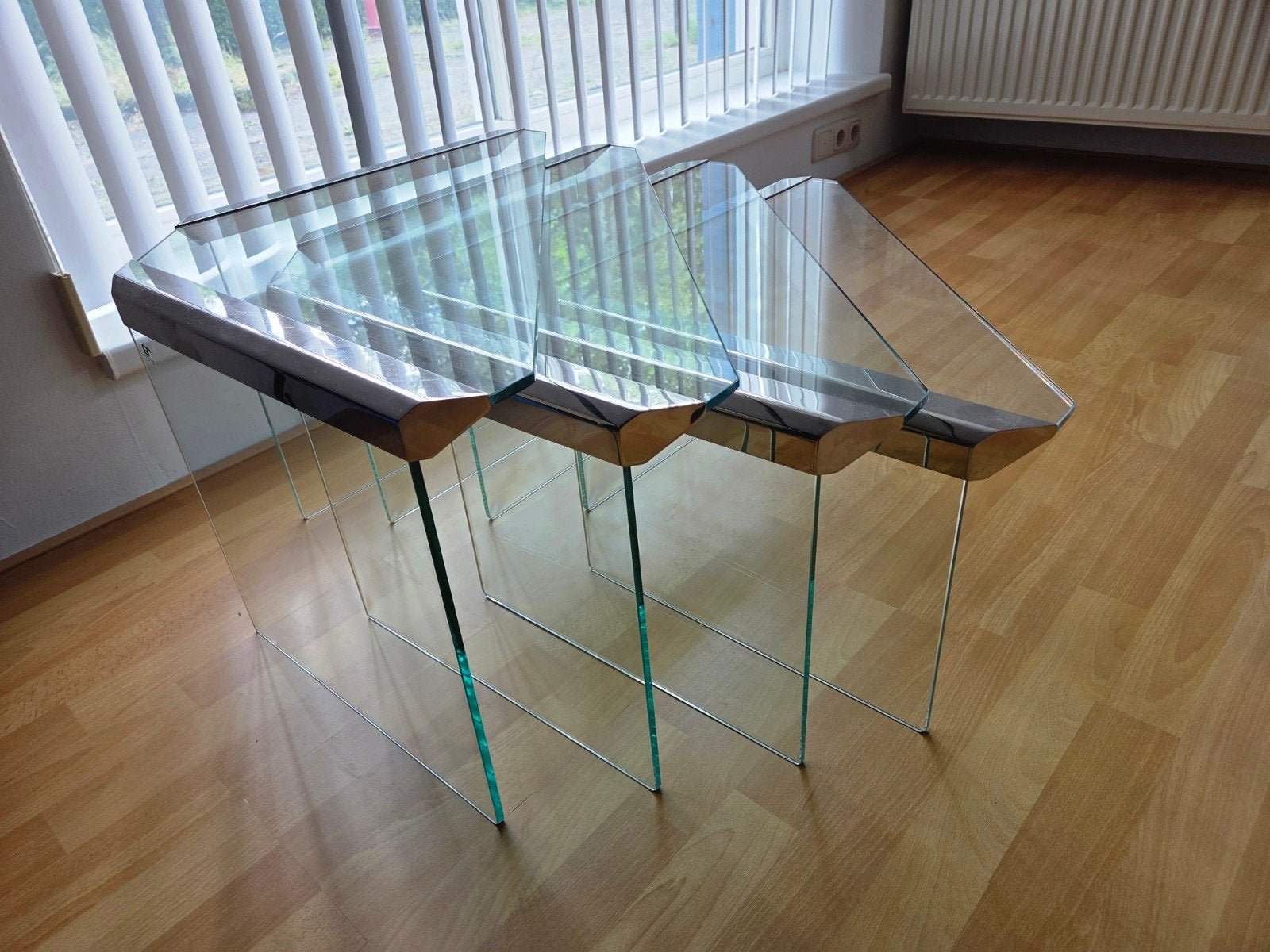 Galotti & Radice - retro glazen side tables - jaren 70, Ophalen, Minder dan 45 cm, 55 tot 75 cm, Overige vormen