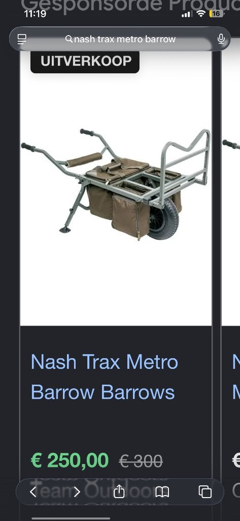 Nash trax metro barrow karper, Ophalen of Verzenden, Zo goed als nieuw, Overige typen