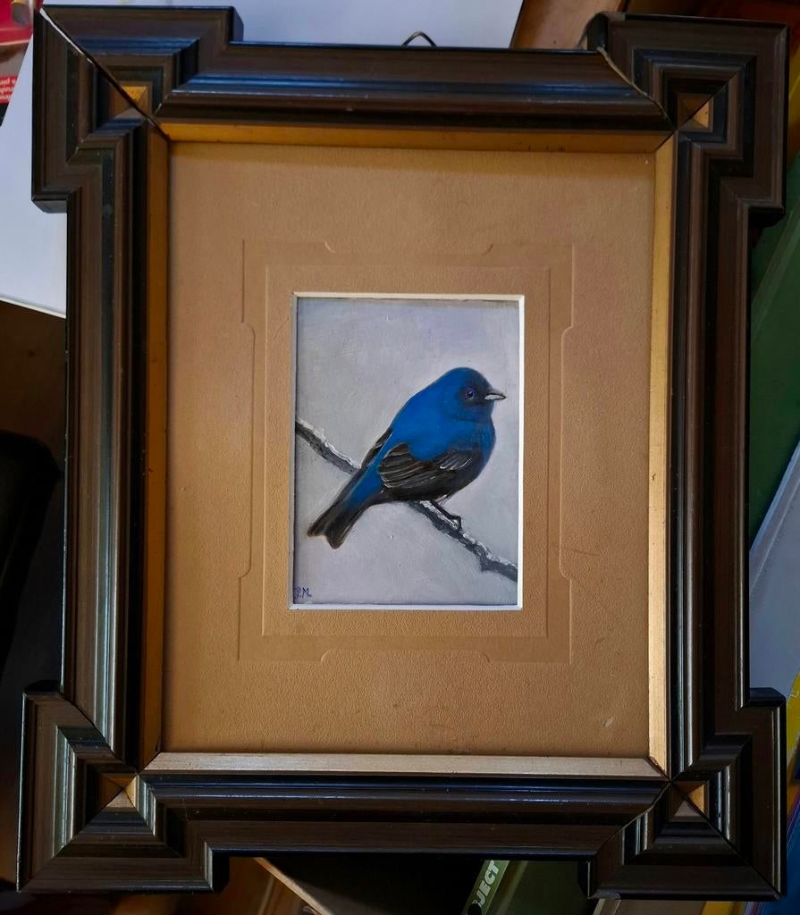 Vogeltje schilderij olieverf, Antiek en Kunst, Ophalen of Verzenden