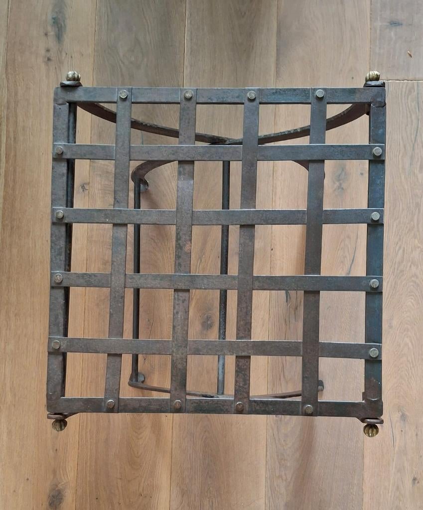 Set van 2 metalen bijzettafel/krukje 40x40x48,5 cm, Minder dan 55 cm, Gebruikt, Metaal of Aluminium, Vierkant
