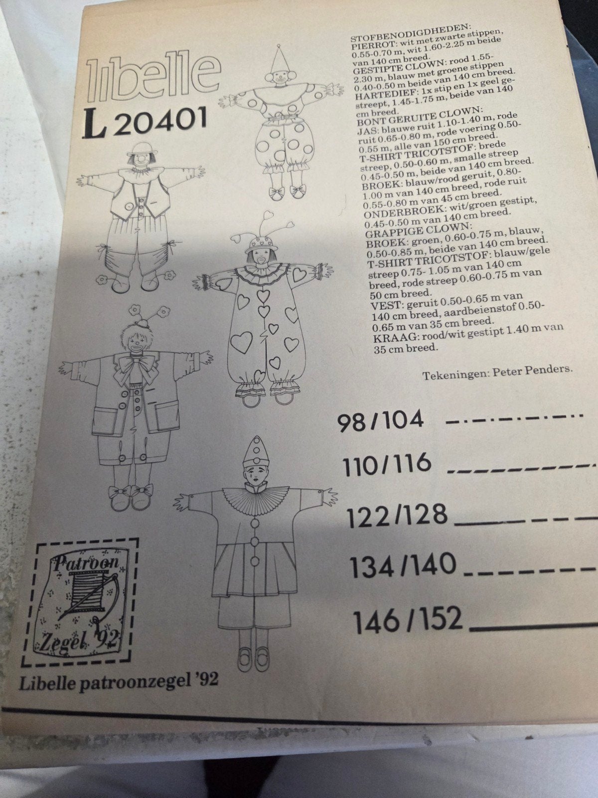 Zoldetopruiming libelle verkleedpatroon   mt 98/152, Overige merken, Kind, Ophalen of Verzenden, Overige typen