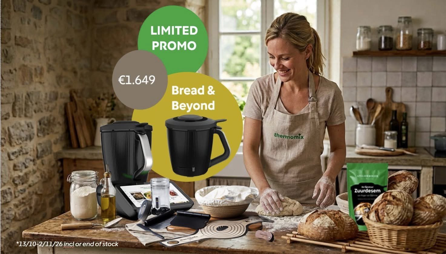 Nieuwe Thermomix tm7 met extra beker en broodmix set, Ophalen, Nieuw, 3 snelheden of meer, 2 tot 3 liter