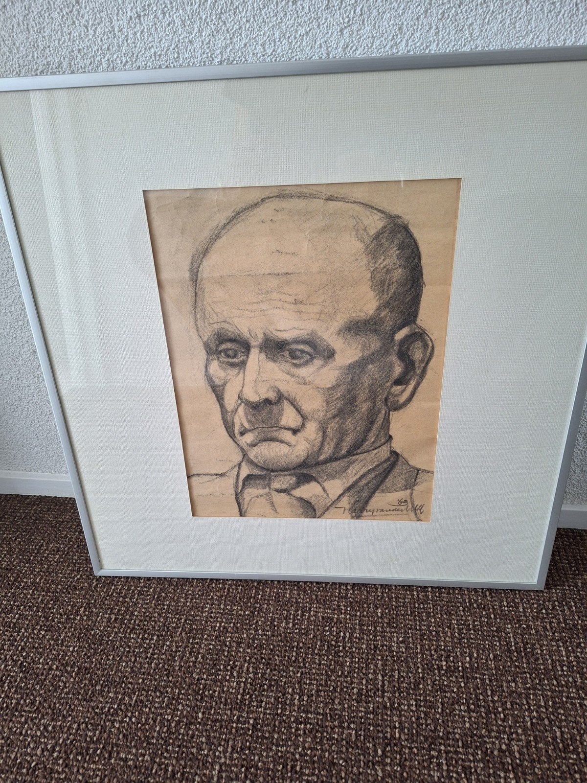 Ingelijste potloodtekening van een man, Antiek en Kunst, Kunst | Tekeningen en Foto's, Ophalen of Verzenden, Tekening, Potloodtekening