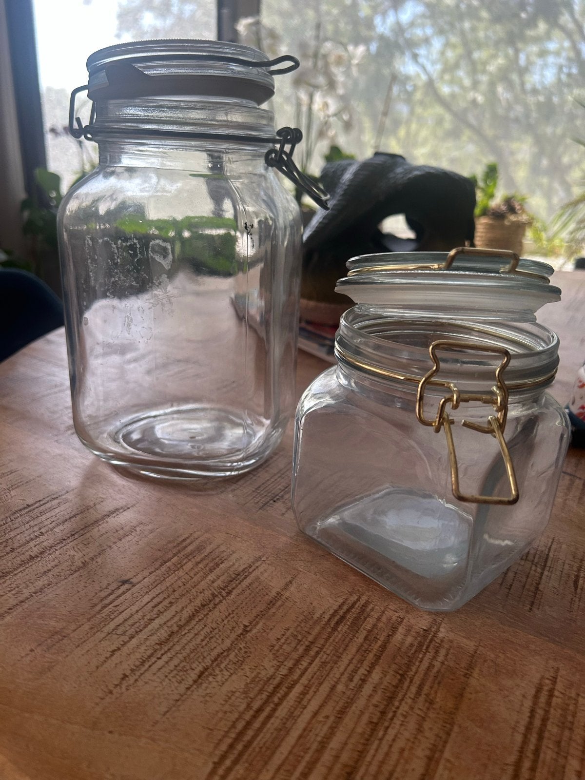 Set van 2 glazen weck voorraadpotten met beugelsluiting, Ophalen, Voorraadpot, Overige merken, Glas